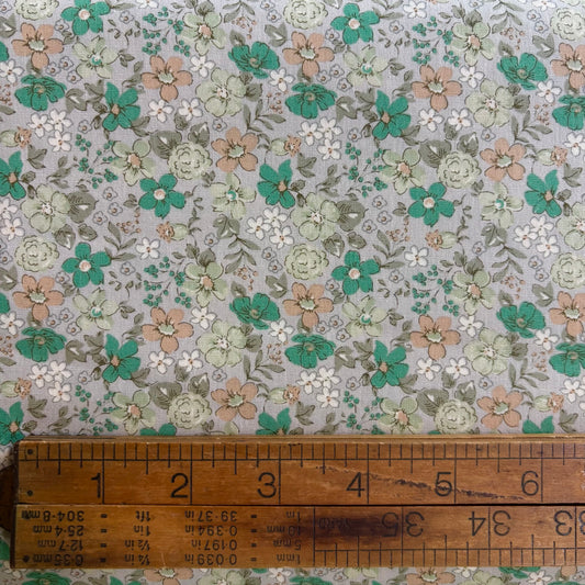Green Grey Floral - Japanese Cotton Printed Broad Cloth