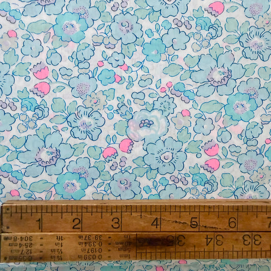 Bespoke Liberty Tana Lawn - Aqua and Neon Pink Betsy