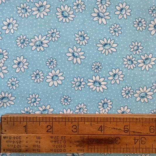 Daisies on Blue - Handworks Cotton Printed Shirting
