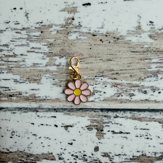 Pink Flower Zipper Charm
