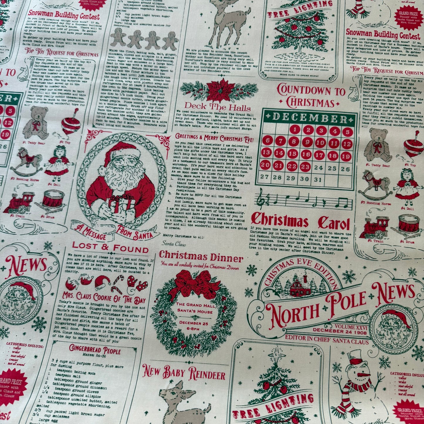 Holiday Cheer - North Pole News in Natural - Moda