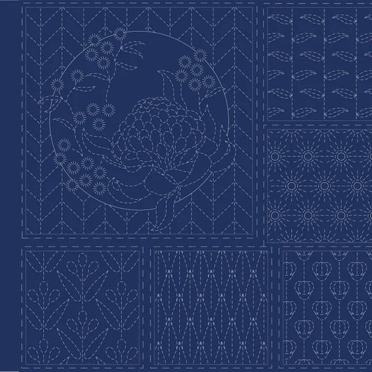 Australian Native Waratah - Sashiko Panel in Indigo