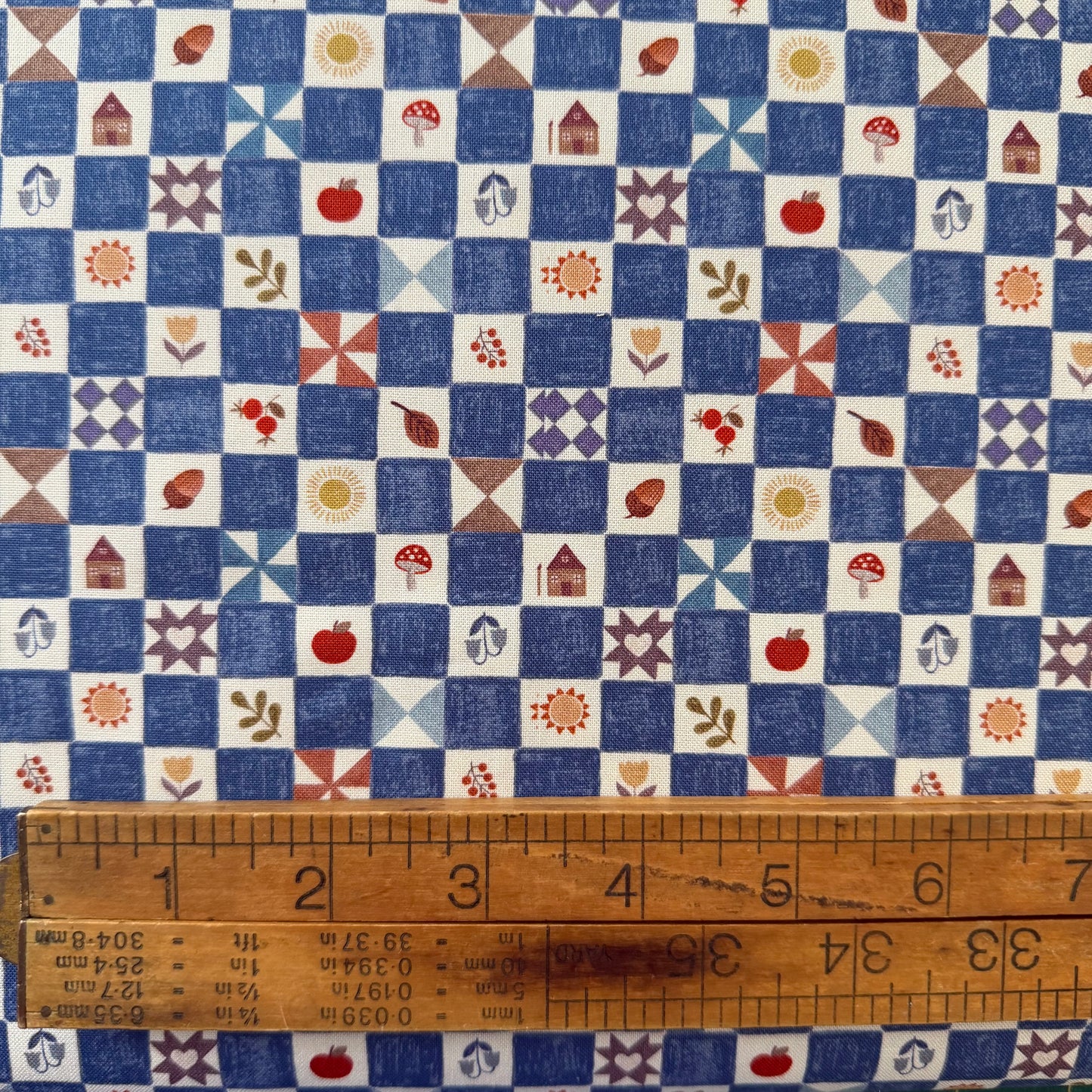 Cosy Home - Little Chequered Cosy Home on Mid Blue