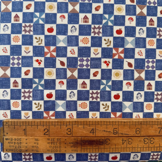 Cosy Home - Little Chequered Cosy Home on Mid Blue