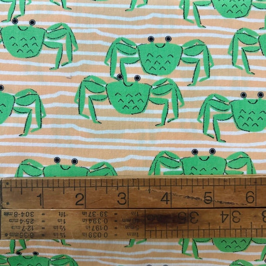 Sevenberry Green Crabs on Orange