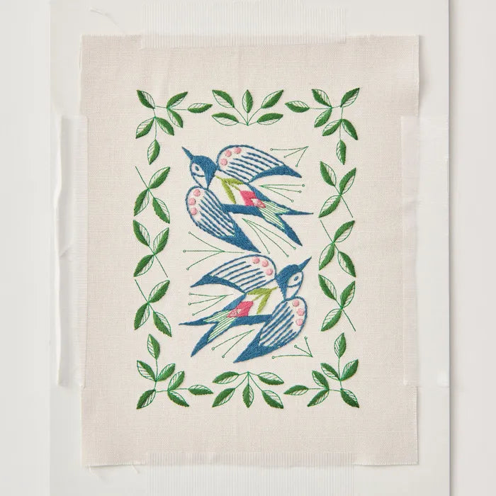 Alice Makabe Swallow Garden Embroidery Kit in Pale Gray