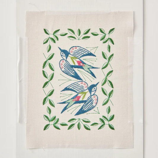 Alice Makabe Swallow Garden Embroidery Kit in Pale Gray