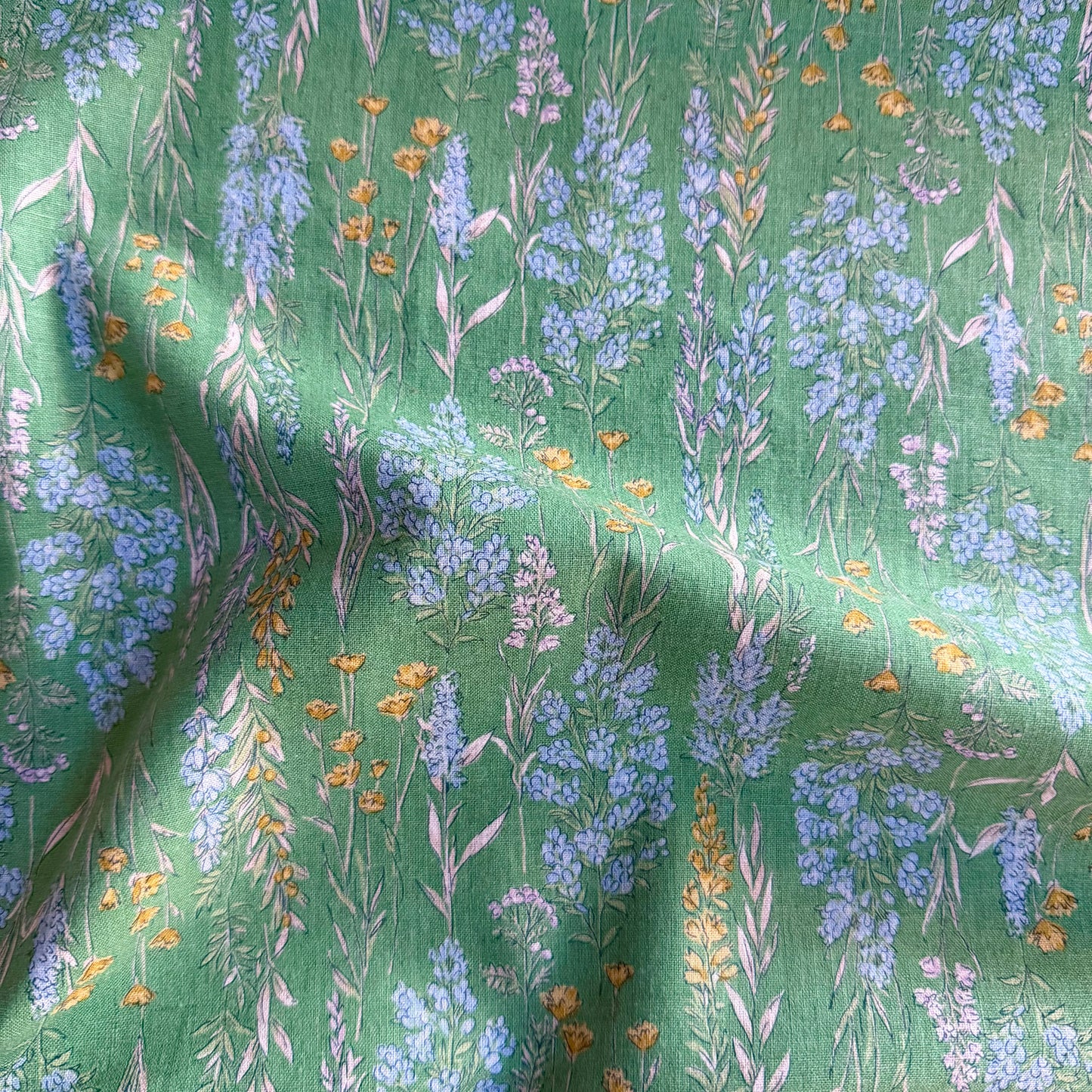 Green Floral - Japanese Cotton / Linen