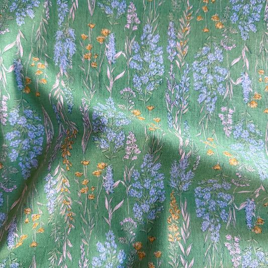 Green Floral - Japanese Cotton / Linen