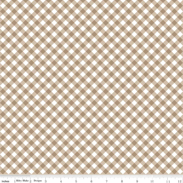 Whimsical Woodland - Diagonal Gingham in Natural - Riley Blake