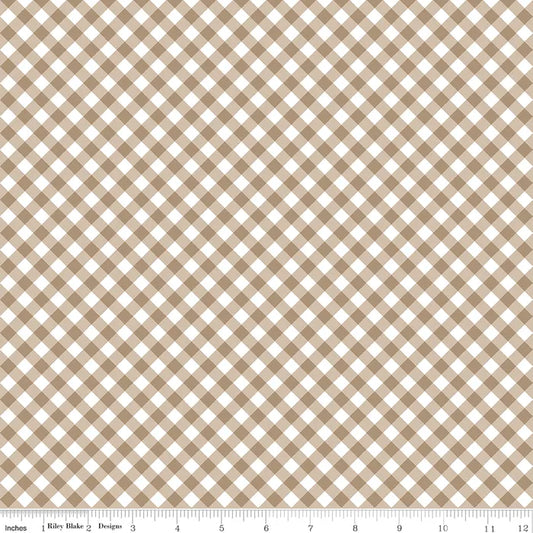 Whimsical Woodland - Diagonal Gingham in Natural - Riley Blake