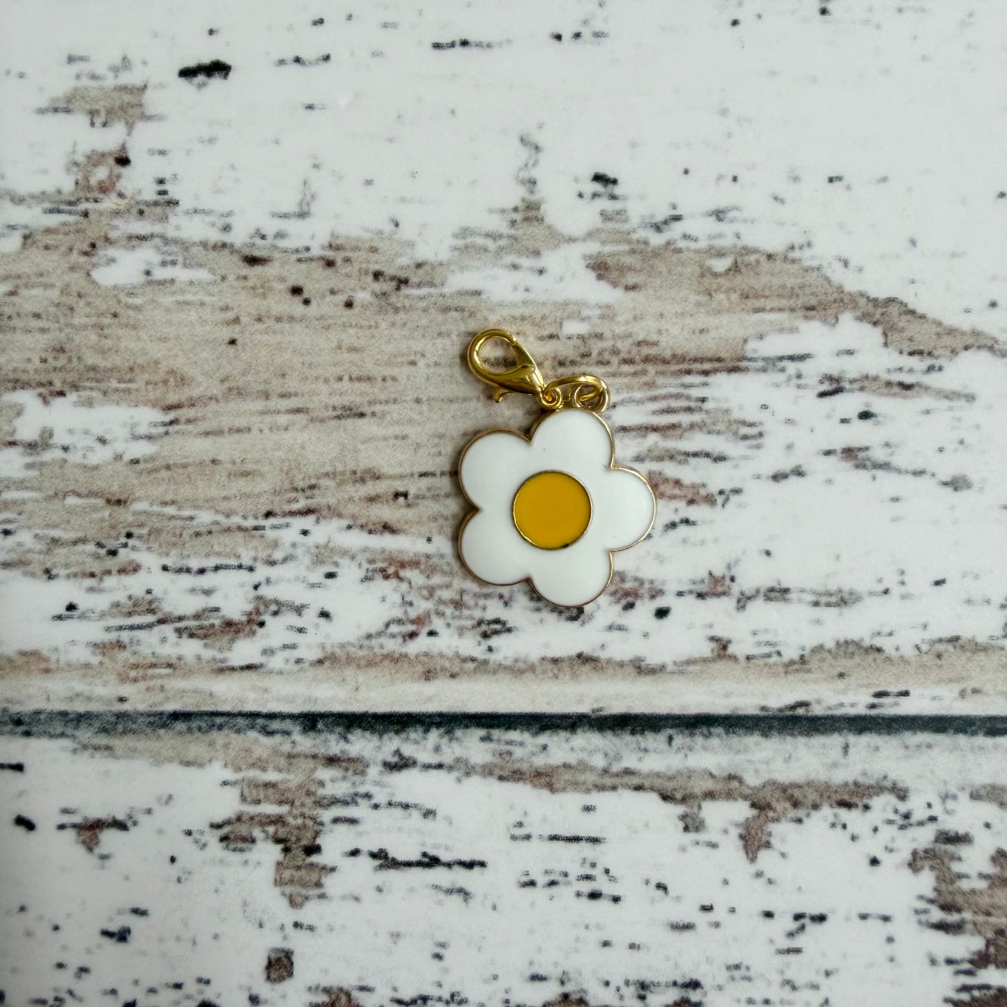 White Flower Zipper Charm