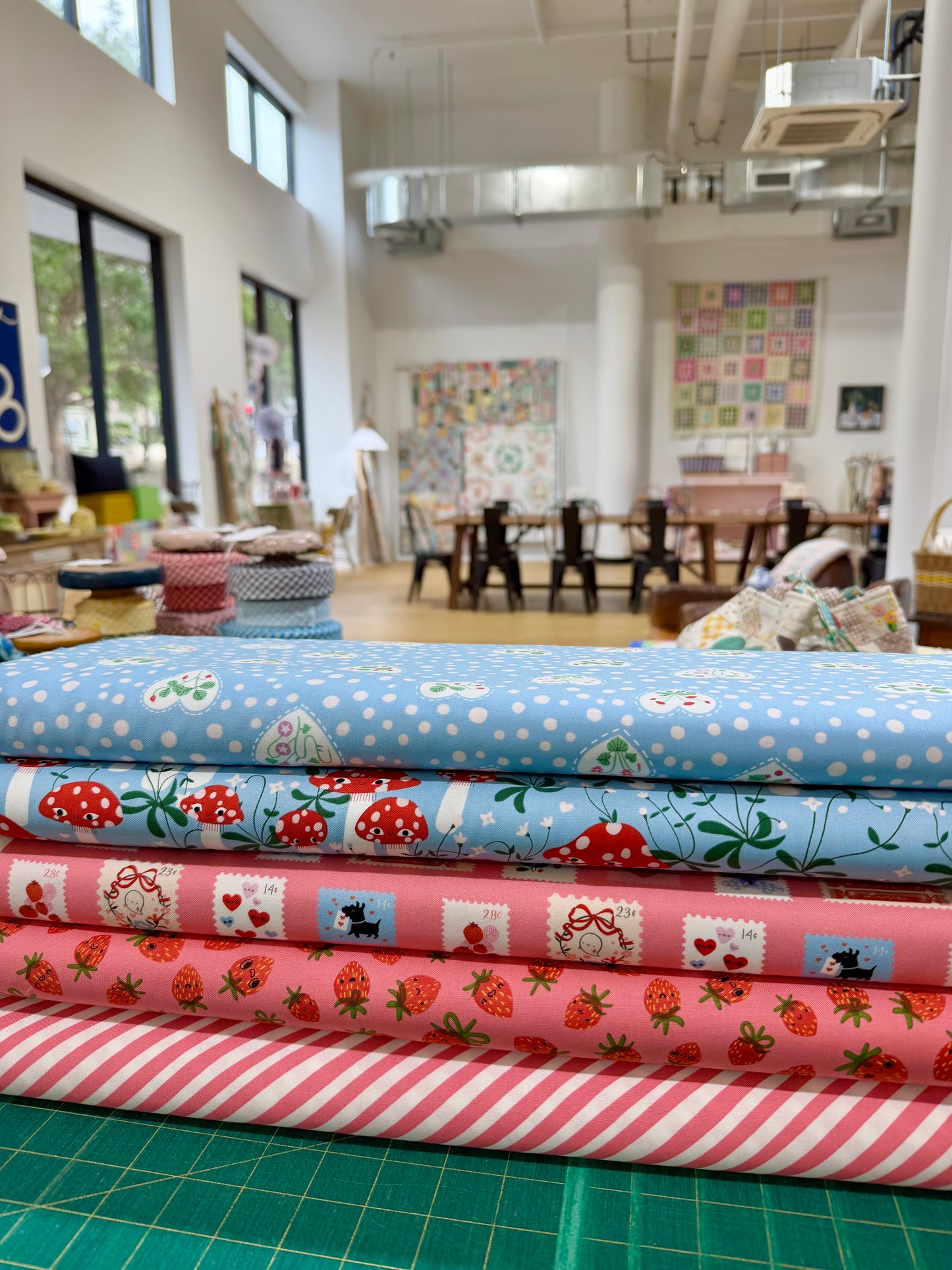 Funny Valentine - Stripes in Coral - Lizzy House for Moda