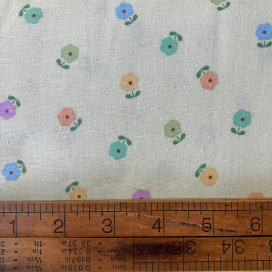 Light Green with Styalised Flowers - Japanese Cotton