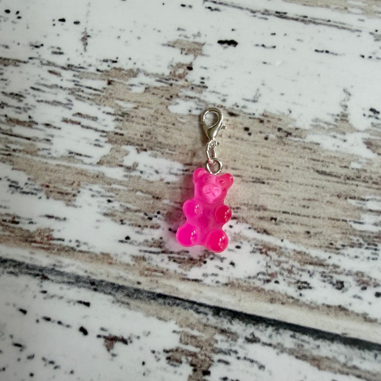 Hot Pink Gummy Bear Zipper Charm