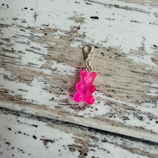 Hot Pink Gummy Bear Zipper Charm