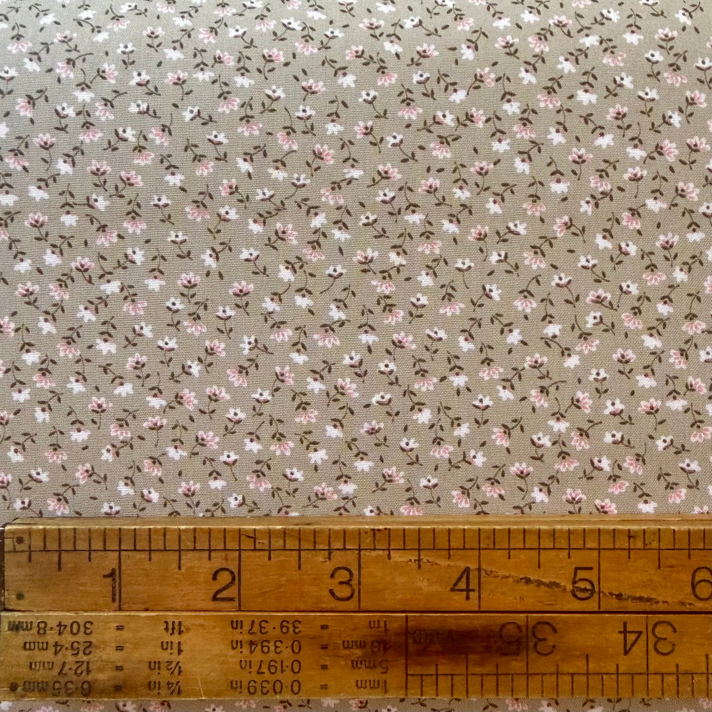 Tiny Floral - Pink on Brown - Japanese Cotton