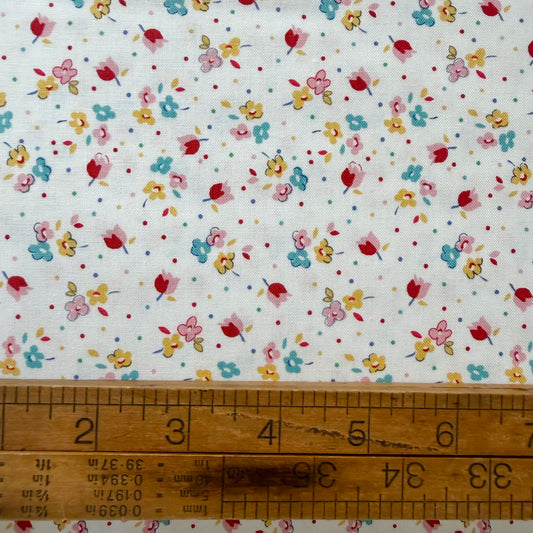 Simple Pleasures Calico Sweet Rose in White - Riley Blake