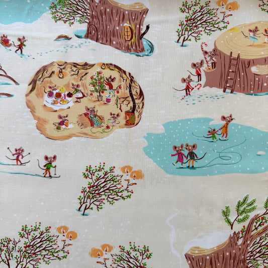 Heather Ross Favorites - Christmas Mice in Cream