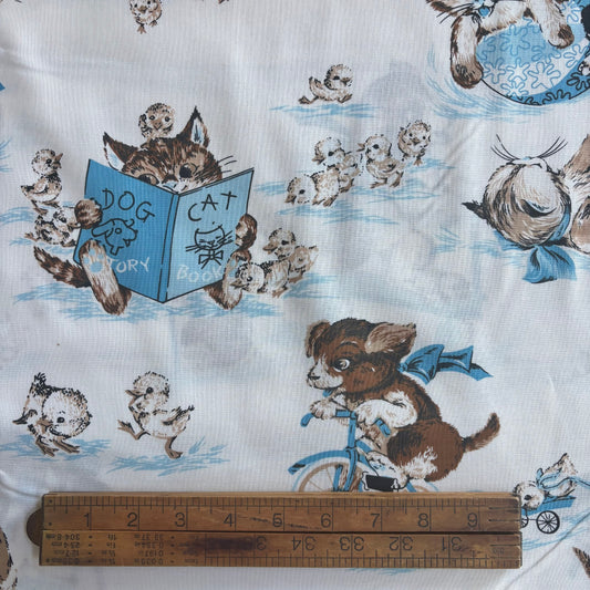 Kei Textiles - Large Scale Blue Kittens, Puppies and Chicks