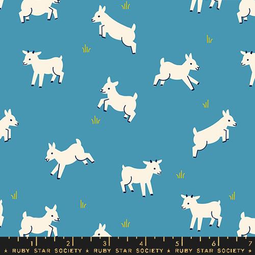 Animal Animal - Baby Goats in Vintage Blue - Ruby Star Society