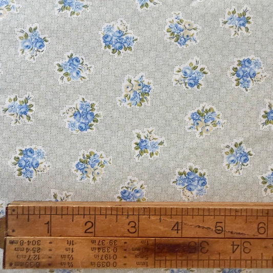 Blue Floral with Green Background