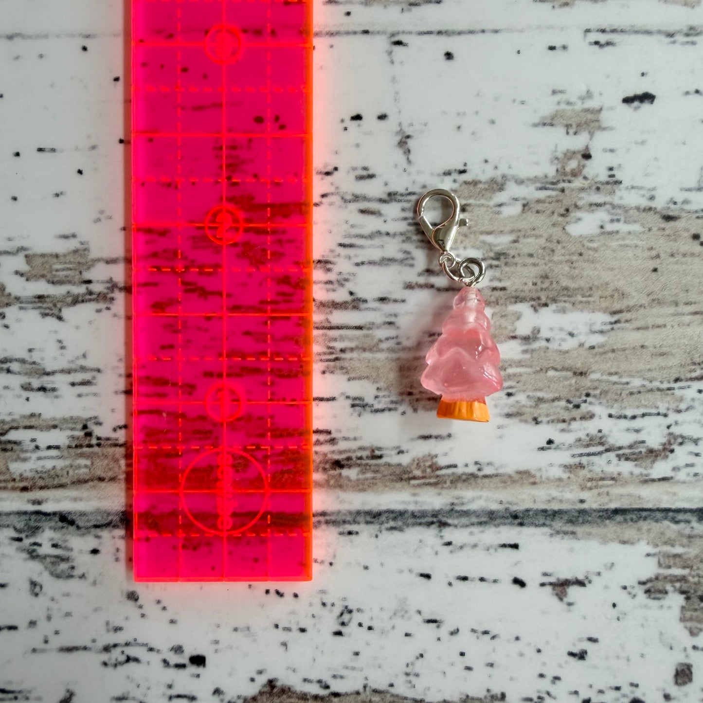 Pink Christmas Tree Zipper Charm