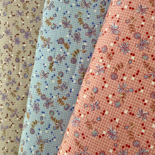 Bows and Sprigs in Pink - Textile Pantry by Junko Matsuda