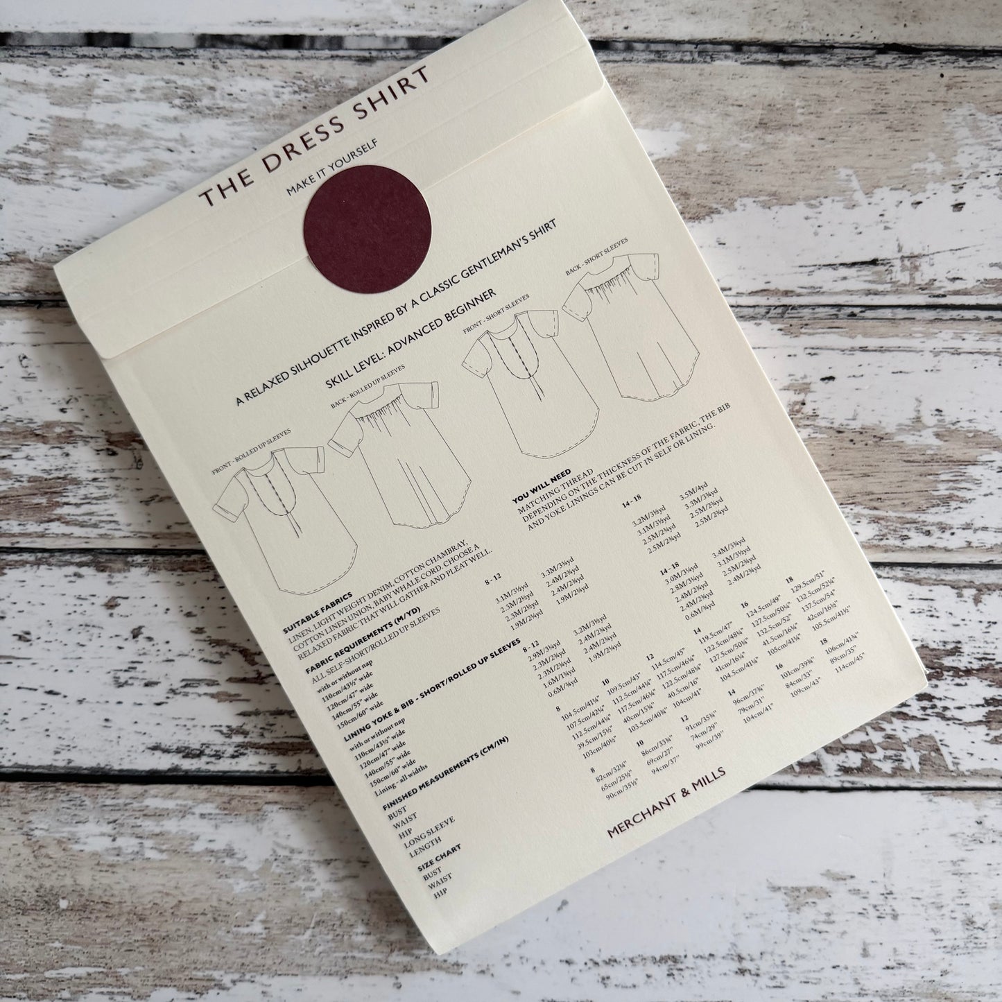 The Dress Shirt Sewing Pattern - Sizes 8 - 18