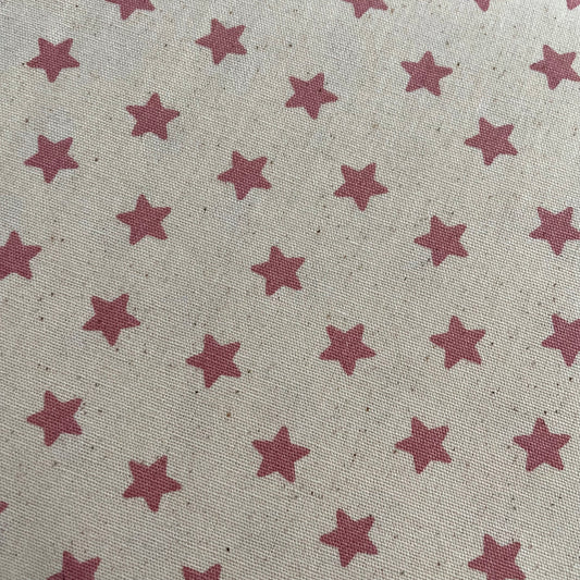 Alto Albero - Pink Star on Natural - 100% Cotton Printed Sheeting
