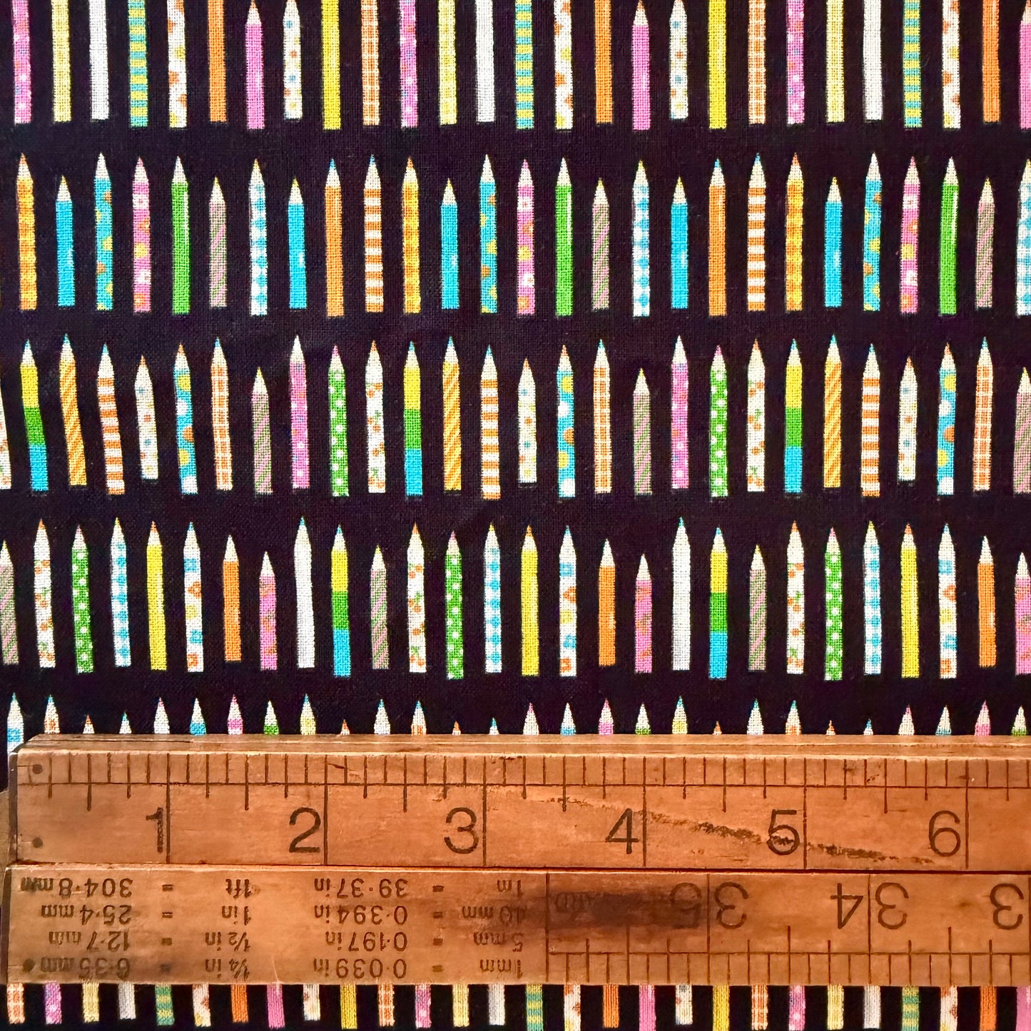 Pencils on Black - Japanese Cotton