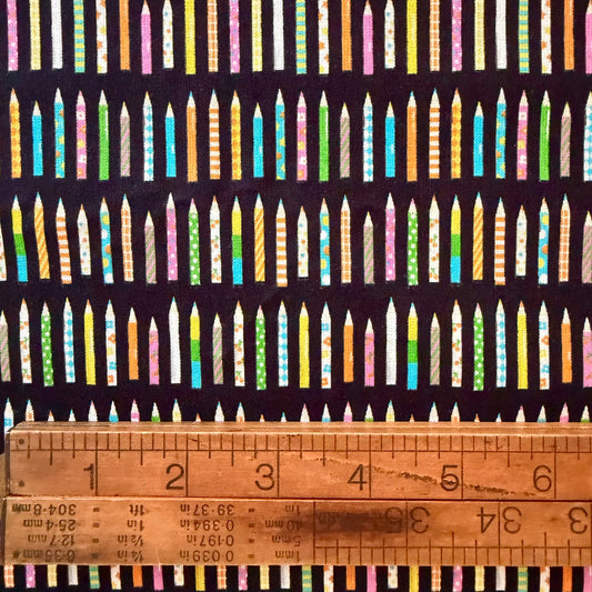 Pencils on Black - Japanese Cotton