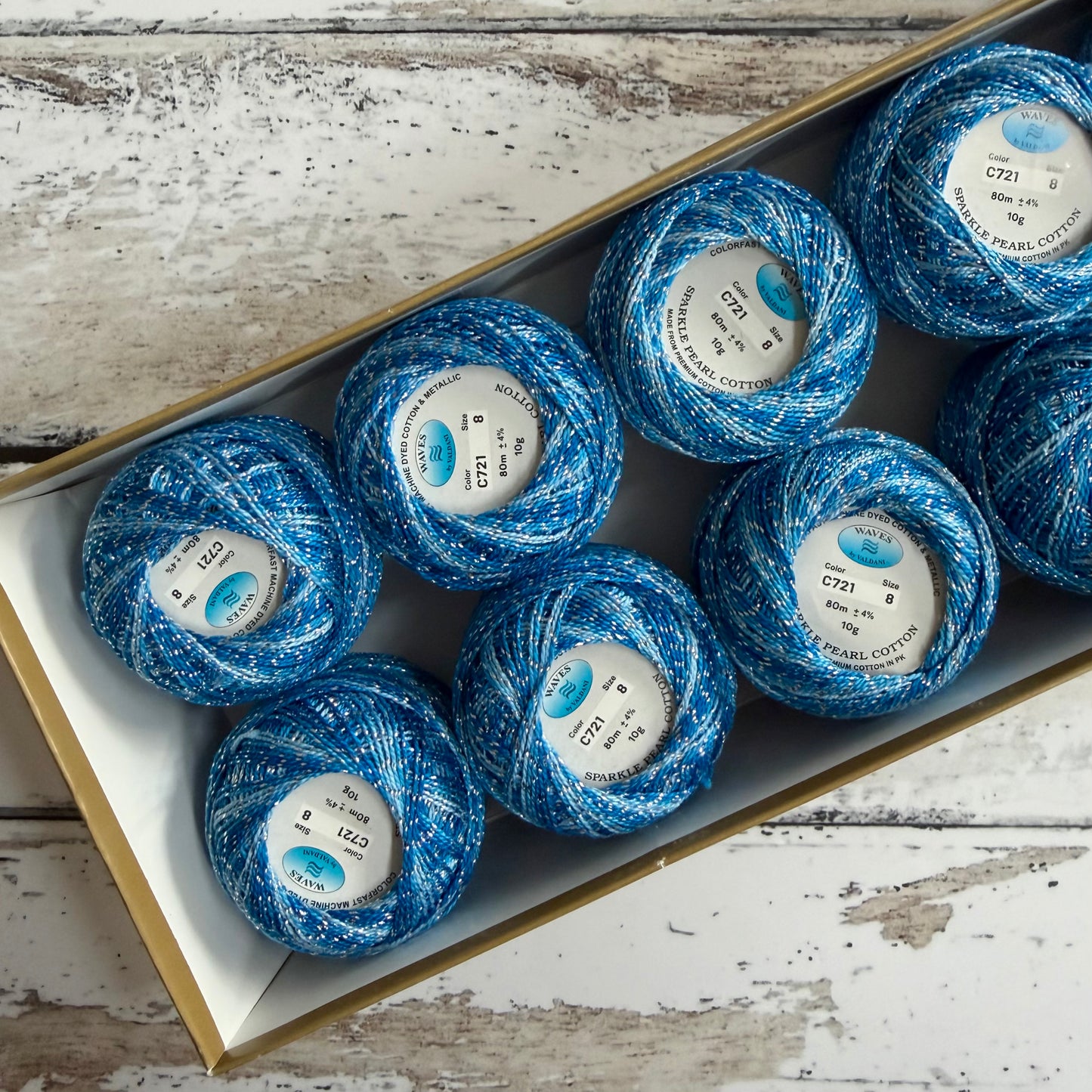 Valdani Sparkle Perle 8 Cotton - Sparkly Azure