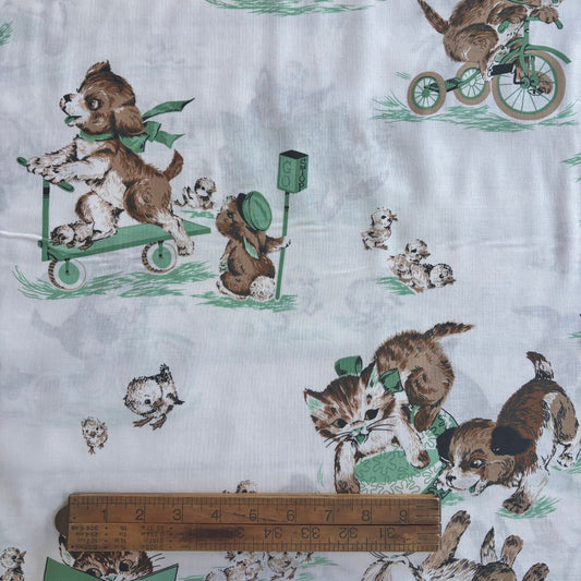 Kei Textiles - Large Scale Green Kittens, Puppies and Chicks