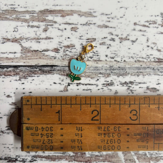 Blue Flower Zipper Charm