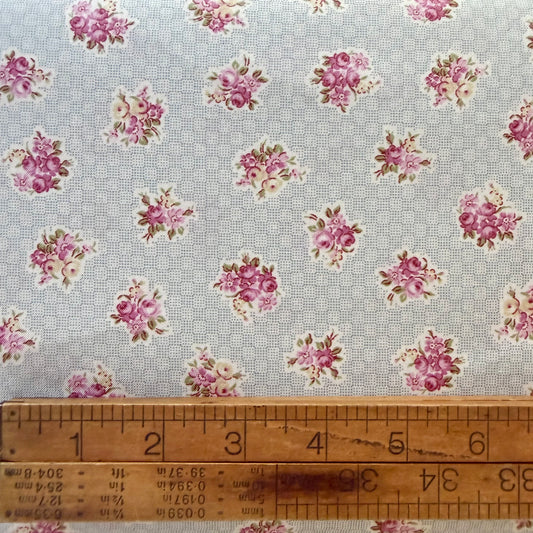 Pink Floral with Blue Background