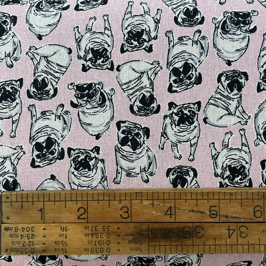 Pink Pug (Cotton Linen Mix)