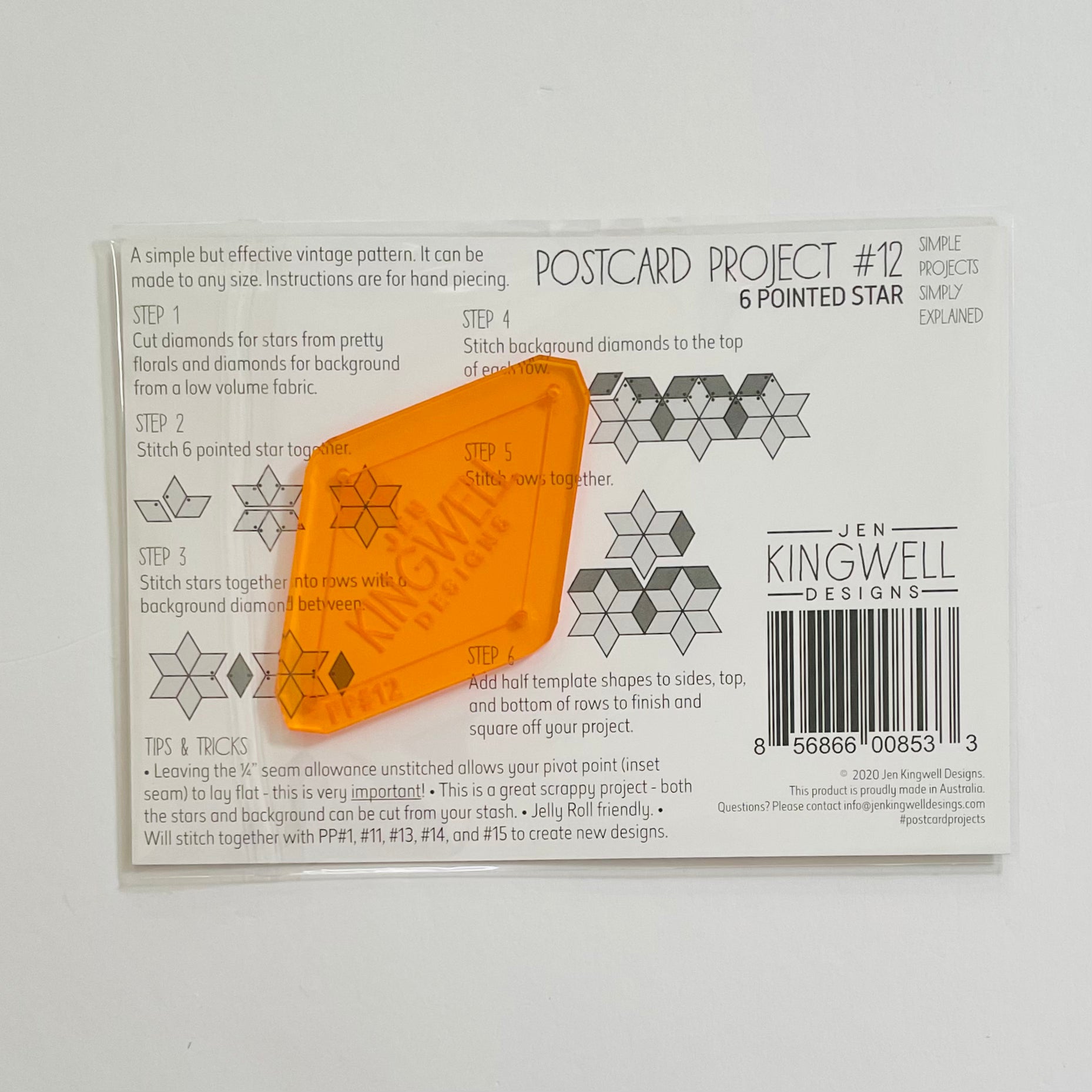 Postcard Project #12: 6 Pointed Star from Jen Kingwell Designs