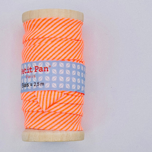 Petit Pan Neon Orange Stripe Bias Binding