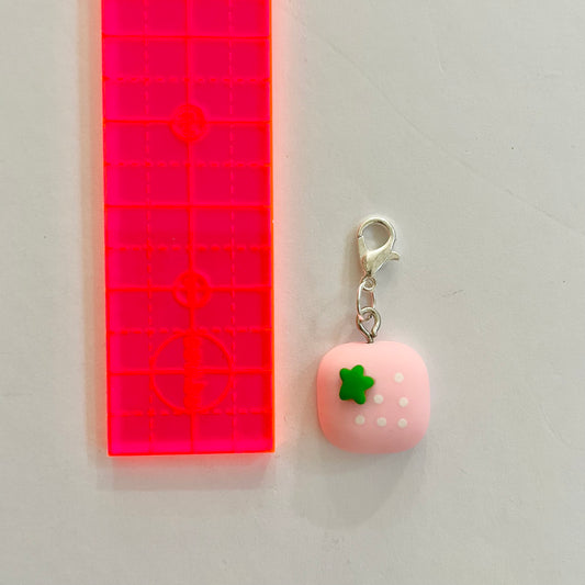 Pink Styalised Strawberry Zipper Charm