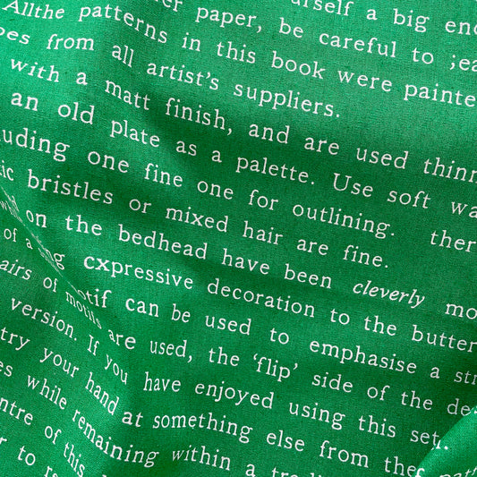 Green Cotton Linen Blend with Text