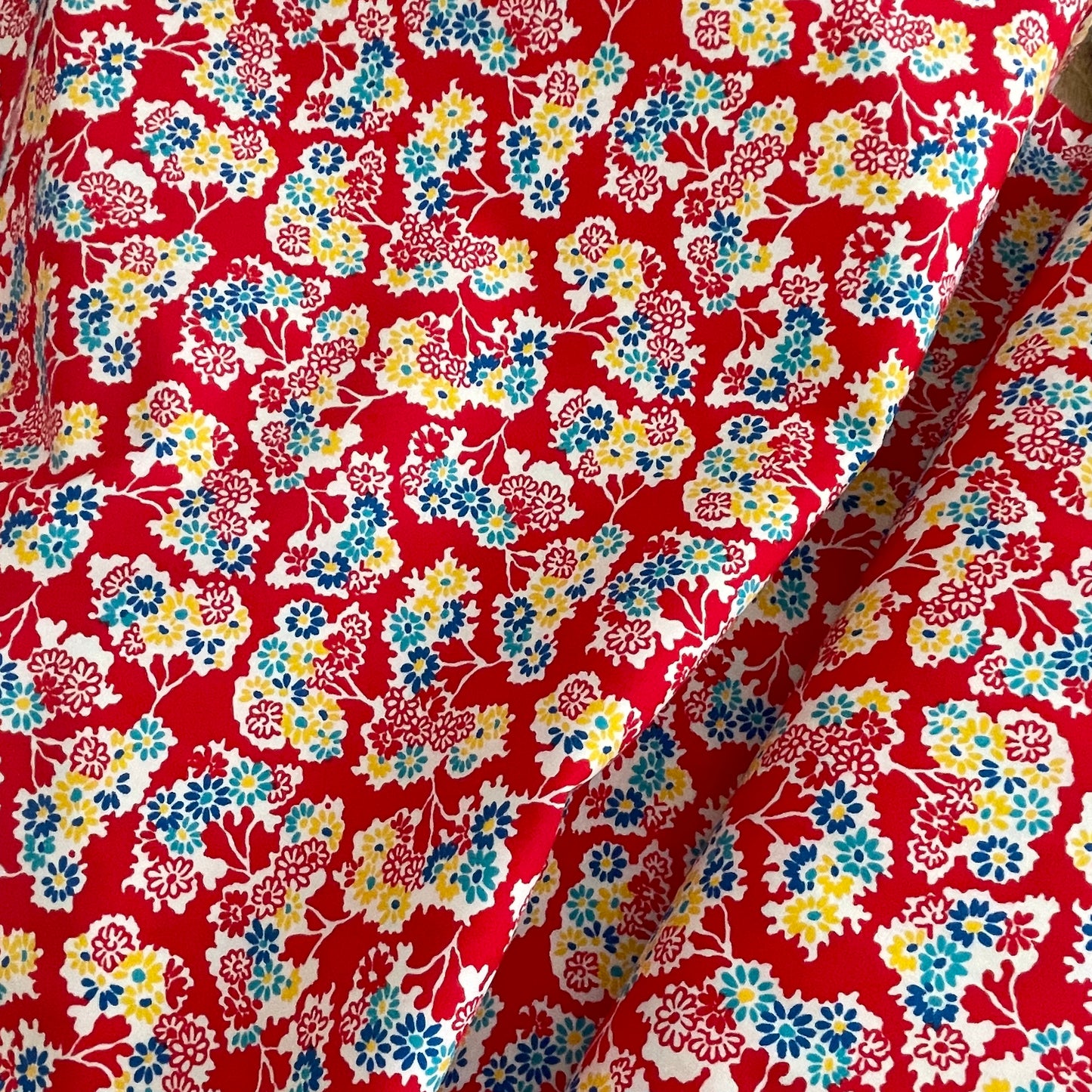 Old Good Days - Floral on Red - Japanese