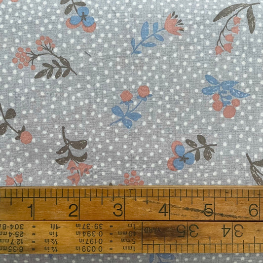 Japanese Cotton - Spotty Flowers - Grey