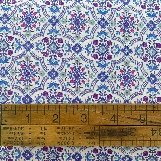 YUWA Geometric Floral - Purple Blue and Grey